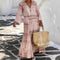 Vestido Bohemio Largo con Mangas Trompeta y Estampado Geométrico para Primavera y Verano