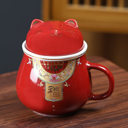 Taza de Cerámica para Oficina con Filtro y Separador de Té