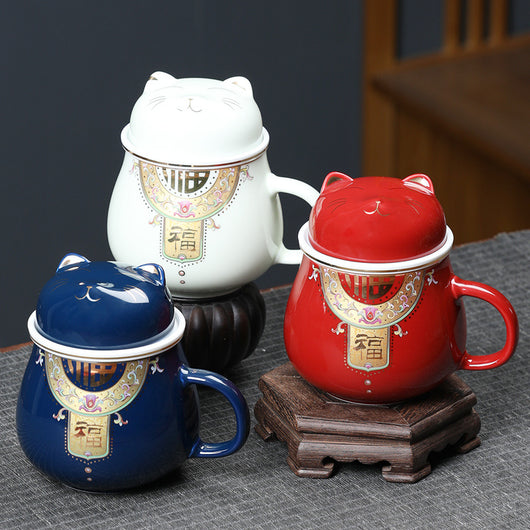 Taza de Cerámica para Oficina con Filtro y Separador de Té - Image 5