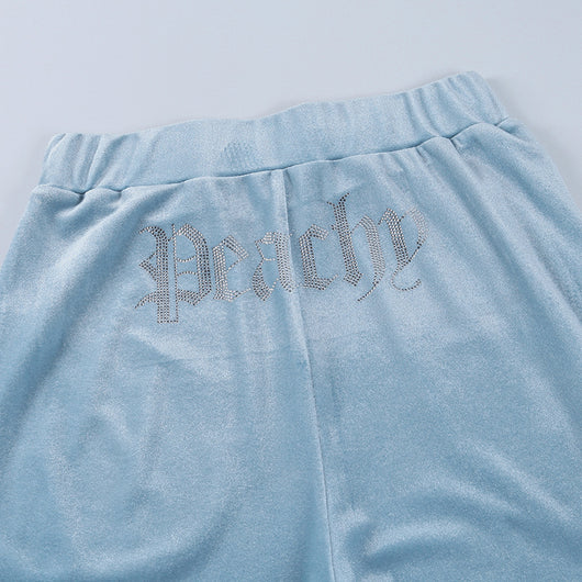 Conjunto de Pantalones de Chándal Terciopelo Dorado con Strass Ajustado - Image 12