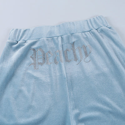 Conjunto de Pantalones de Chándal Terciopelo Dorado con Strass Ajustado - Image 5