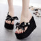 Chanclas de Tacón Alto 8cm Artesanales con Moño Brillante