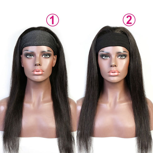 Peluca de Cabello Real con Diadema Ajustable para Mujer - Image 8