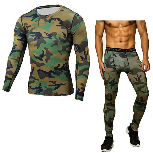 Conjunto Compresivo Camuflaje para Hombre - Playera Manga Larga y Mallas Deportivas - Image 3