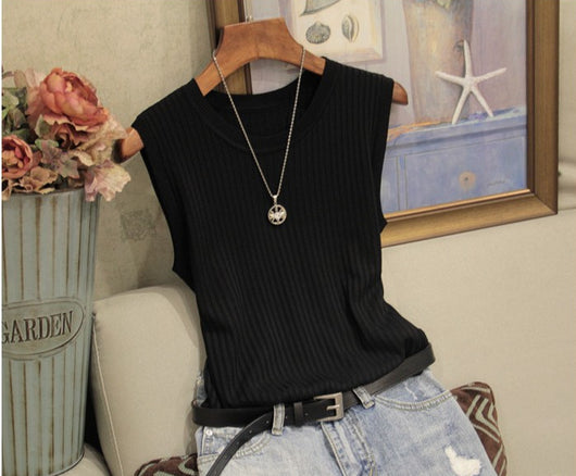Blusa Sin Mangas Cuello Redondo con Tirantes Anchos para Mujer