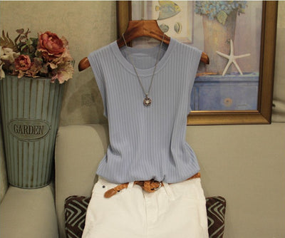 Blusa Sin Mangas Cuello Redondo con Tirantes Anchos para Mujer - Image 4