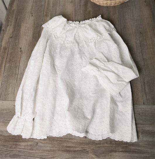 Blusa de Algodón con Cuello de Encaje Reductor de Edad - Estilo Japonés - Image 7