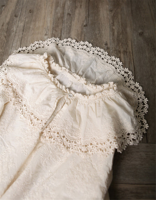 Blusa de Algodón con Cuello de Encaje Reductor de Edad - Estilo Japonés - Image 9