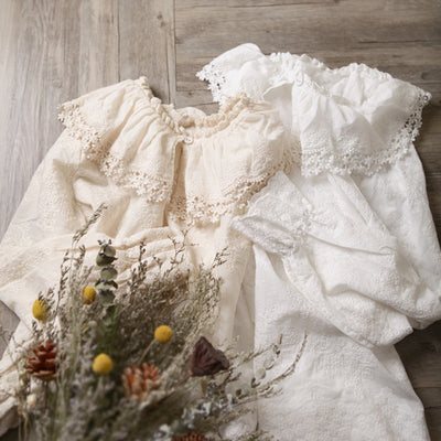 Blusa de Algodón con Cuello de Encaje Reductor de Edad - Estilo Japonés - Image 12