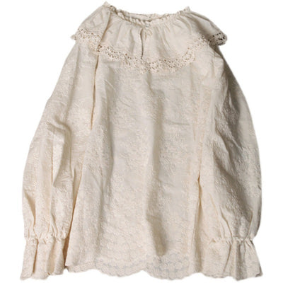Blusa de Algodón con Cuello de Encaje Reductor de Edad - Estilo Japonés - Image 4
