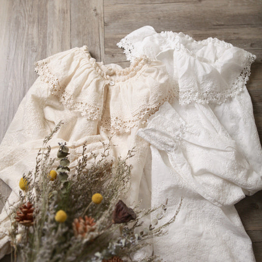 Blusa de Algodón con Cuello de Encaje Reductor de Edad - Estilo Japonés - Image 2