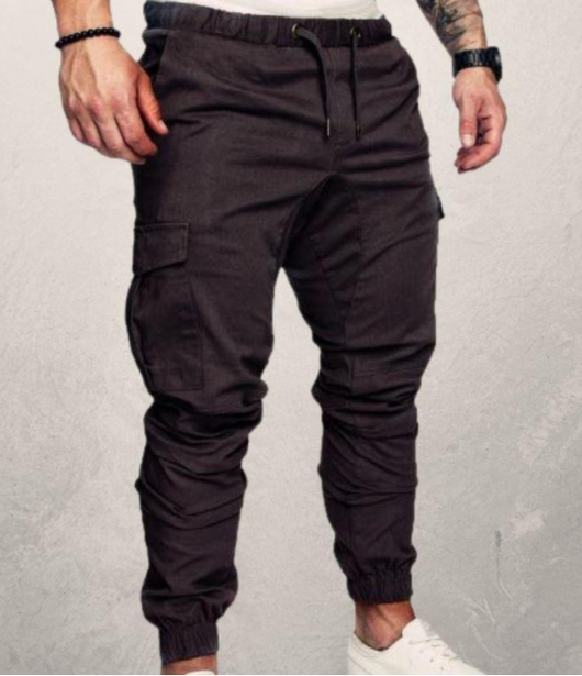 Pantalones Casuales de Tela Tejida con Cordón Ajustable para Hombre - Image 13
