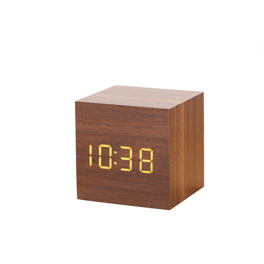 Reloj Despertador LED de Madera con Pantalla Digital