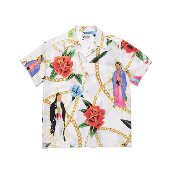 Camisa Hawaiana Virgen María Manga Corta
