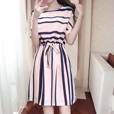 Vestido Camisero Holgado a Rayas de Verano para Mujer Estilo Coreano - Image 2
