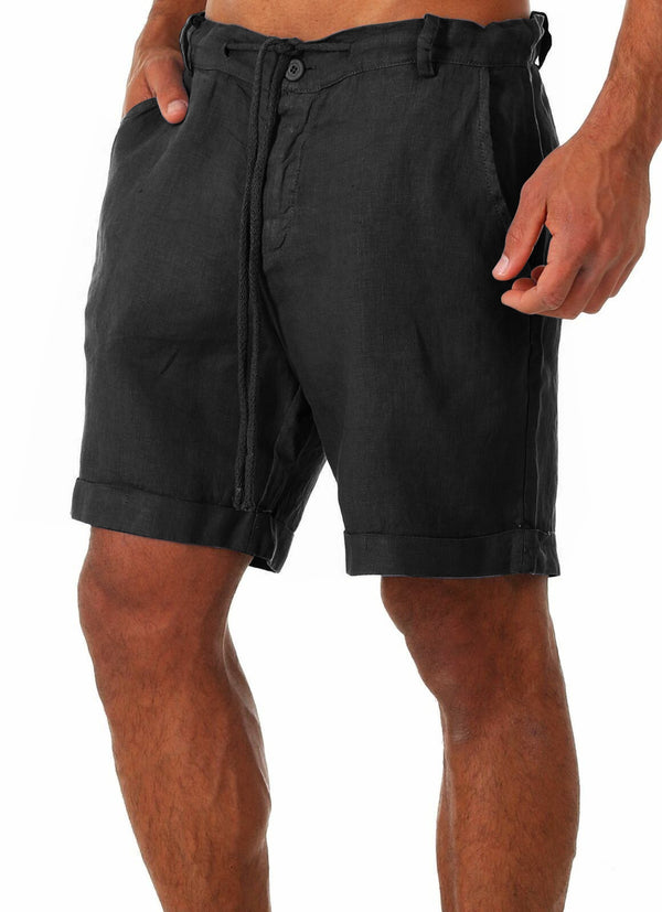 Shorts Deportivos para Hombre con Cordón Ajustable en Color Liso