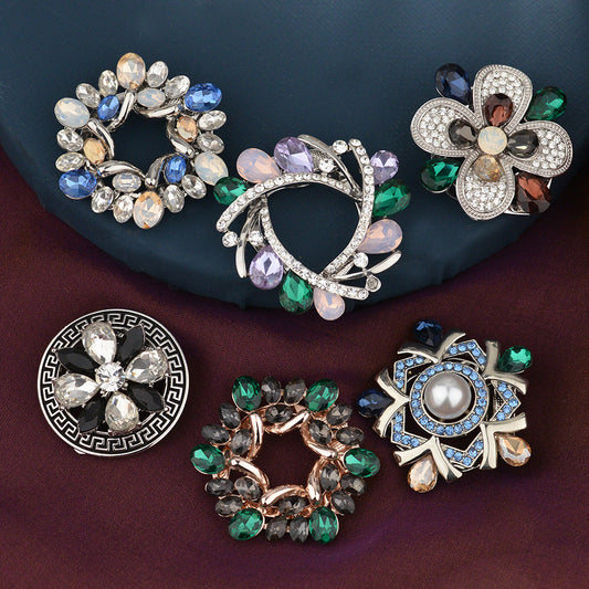 Broche Floral Vitral con Hebilla Ajustable para Pañuelos y Bufandas