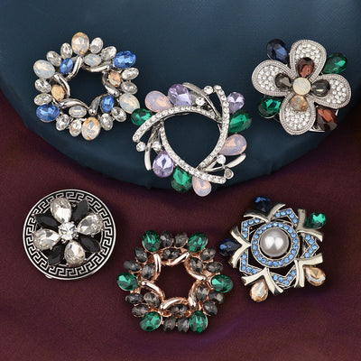 Broche Floral Vitral con Hebilla Ajustable para Pañuelos y Bufandas