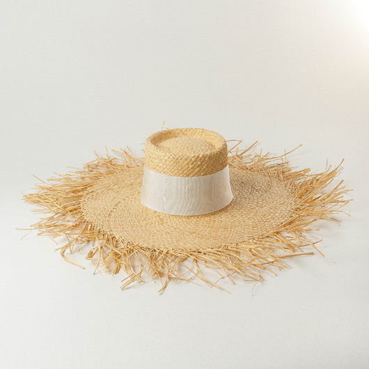Sombrero de Paja Plano con Protección Solar para Playa - Image 10