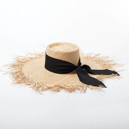 Sombrero de Paja Plano con Protección Solar para Playa