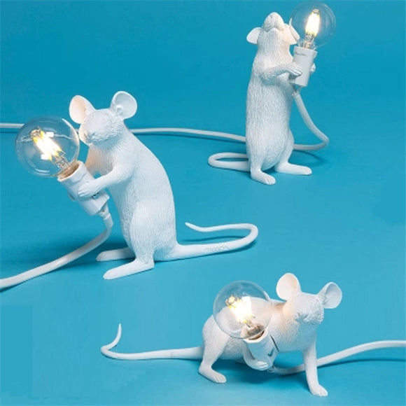 Lámpara Decorativa Mini Animal Ratón en Resina Nórdica