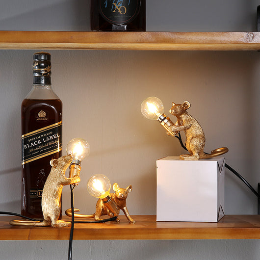 Lámpara Decorativa Mini Animal Ratón en Resina Nórdica