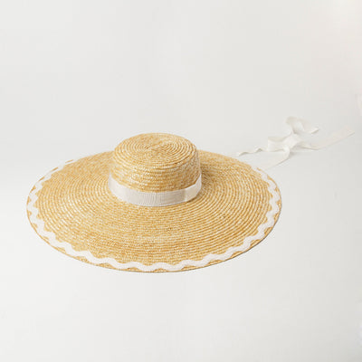 Sombrero de Paja para Playa con Ala Grande y Borde Ondulado - Image 2