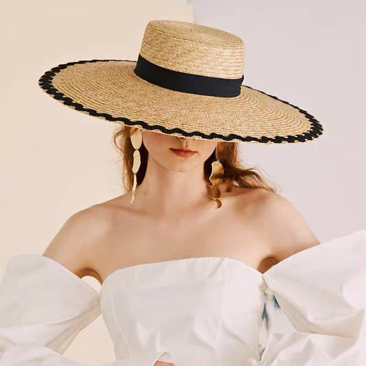 Sombrero de Paja para Playa con Ala Grande y Borde Ondulado - Image 4