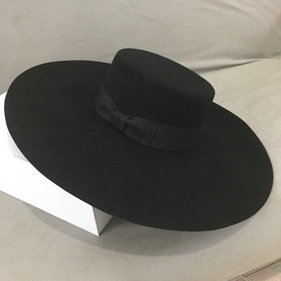 Sombrero de Fiesta Coreano Ala Ancha, Lana Felt, Estilo Plano Moderno - Image 9