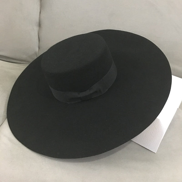 Sombrero de Fiesta Coreano Ala Ancha, Lana Felt, Estilo Plano Moderno