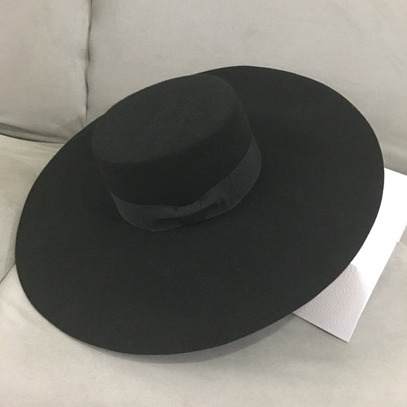 Sombrero de Fiesta Coreano Ala Ancha, Lana Felt, Estilo Plano Moderno