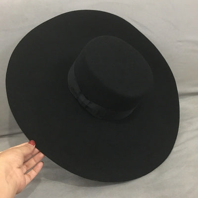 Sombrero de Fiesta Coreano Ala Ancha, Lana Felt, Estilo Plano Moderno