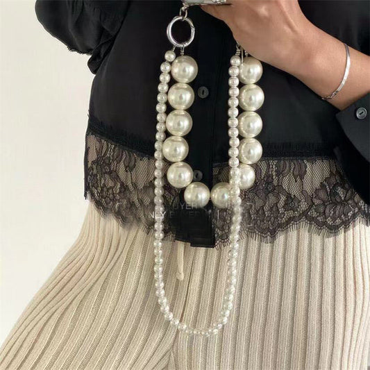 Funda Elegante para Celular con Cadena de Perlas y Mochila Diagonal