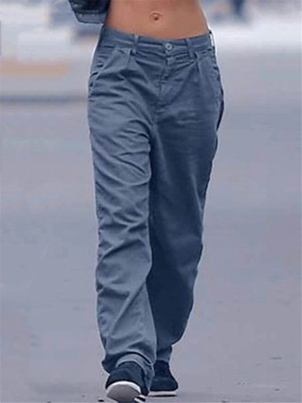 Pantalones Casuales Mujer Slim Fit Elegantes con Bolsillos