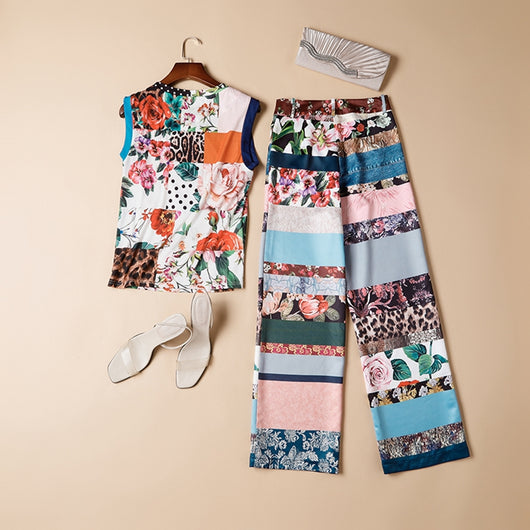 Conjunto Elegante de Dos Piezas: Blusa sin Mangas y Pantalón Recto - Image 11