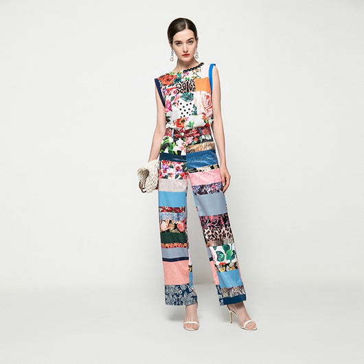 Conjunto Elegante de Dos Piezas: Blusa sin Mangas y Pantalón Recto - Image 2