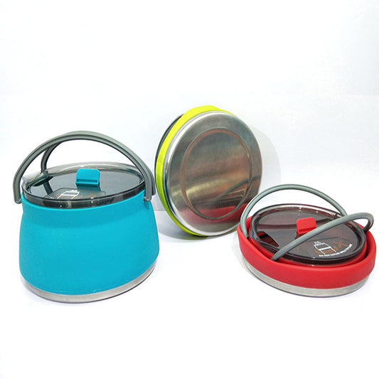 Hervidor de Camping Plegable de Silicona - Tetera Compresible para Viajes
