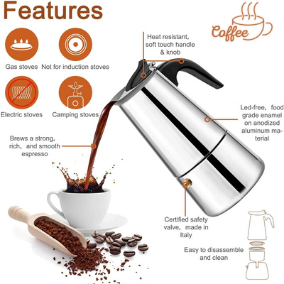 Cafetera Moka Italiana de Acero Inoxidable Manual - Image 8