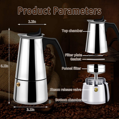 Cafetera Moka Italiana de Acero Inoxidable Manual - Image 14