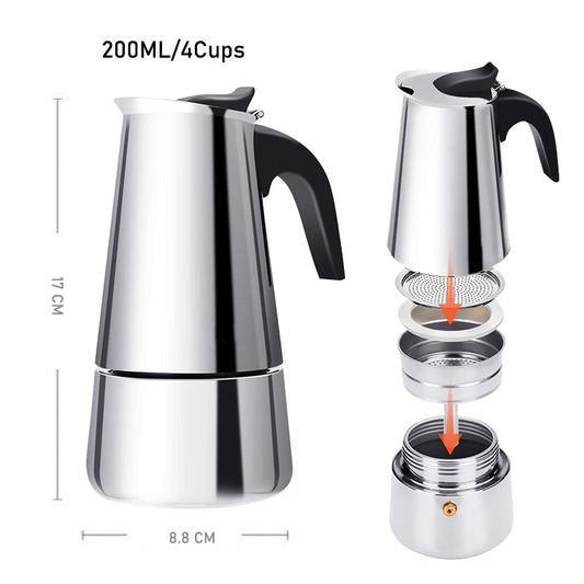 Cafetera Moka Italiana de Acero Inoxidable Manual - Image 2