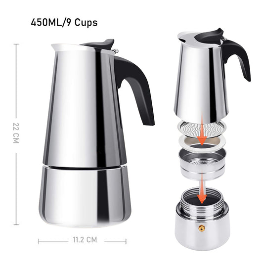 Cafetera Moka Italiana de Acero Inoxidable Manual - Image 4