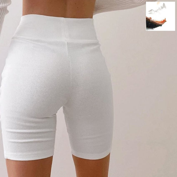 Shorts Deportivos Ajustados de Cintura Alta para Mujer