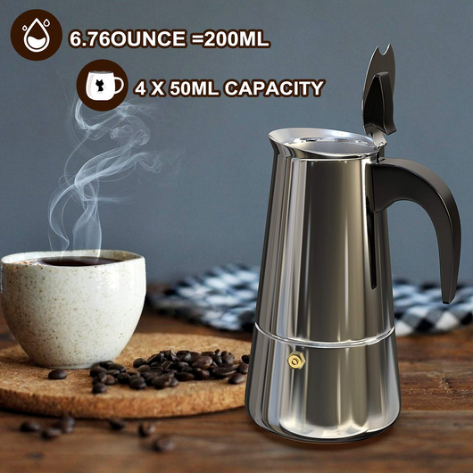 Cafetera Moka Italiana de Acero Inoxidable Manual