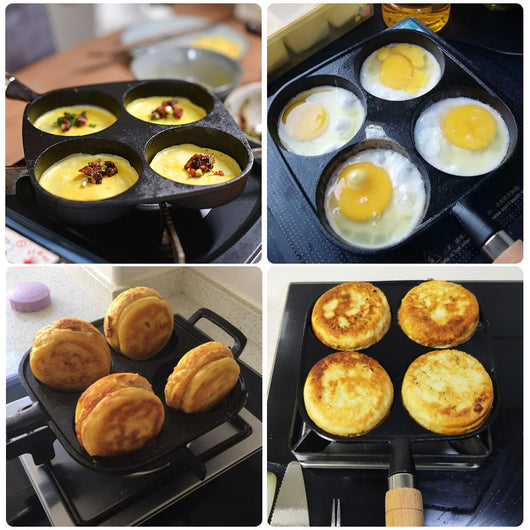 Sartén de Hierro Fundido para 4 Omelettes