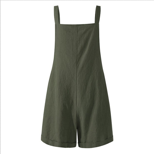 Shorts de Algodón y Lino con Botones - Diseño Casual Liso para Mujer - Image 2