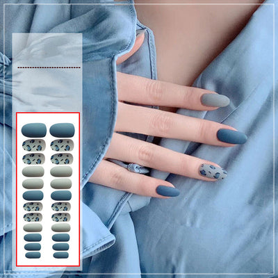 Uñas Postizas Diseño Leopardo Azul Hielo - Acabado Profesional