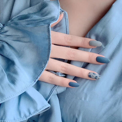 Uñas Postizas Diseño Leopardo Azul Hielo - Acabado Profesional - Image 3