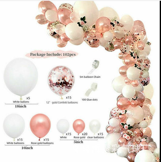 Juego de Globos Oro Rosa y Champagne para Fiestas, Bodas y Celebraciones
