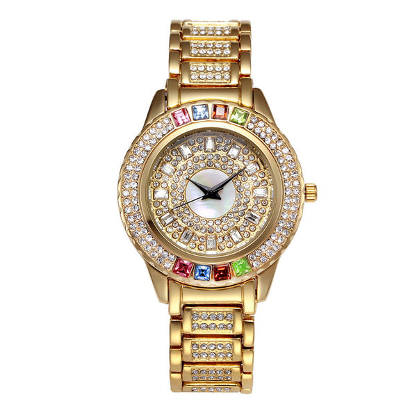 Reloj de Acero Inoxidable para Mujer con Diamantes de Color y Resistencia al Agua