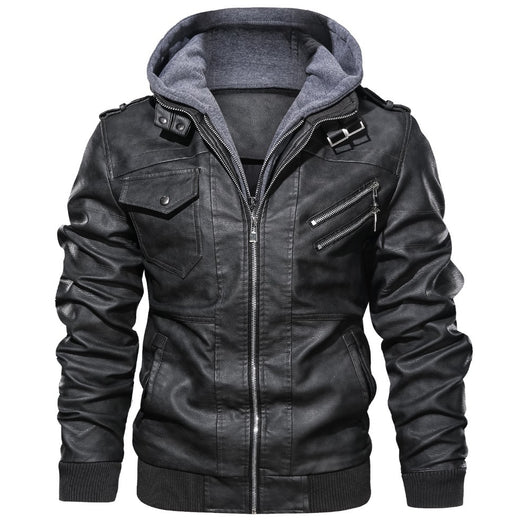 Chaqueta de Cuero PU para Hombre con Capucha Removible - Image 18
